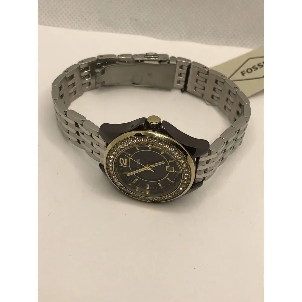 Fossil CE1055 Women's Stainless Steel Analog Black Dial Quartz Wrist Watch OP620
